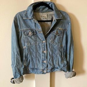 Vintage Lucky Brand, Distressed, Light Wash Jean Jacket